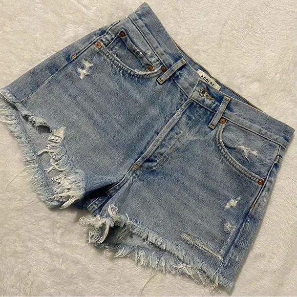 AGOLDE Parker Long High Waist Cutoff Denim Shorts Swapmeet